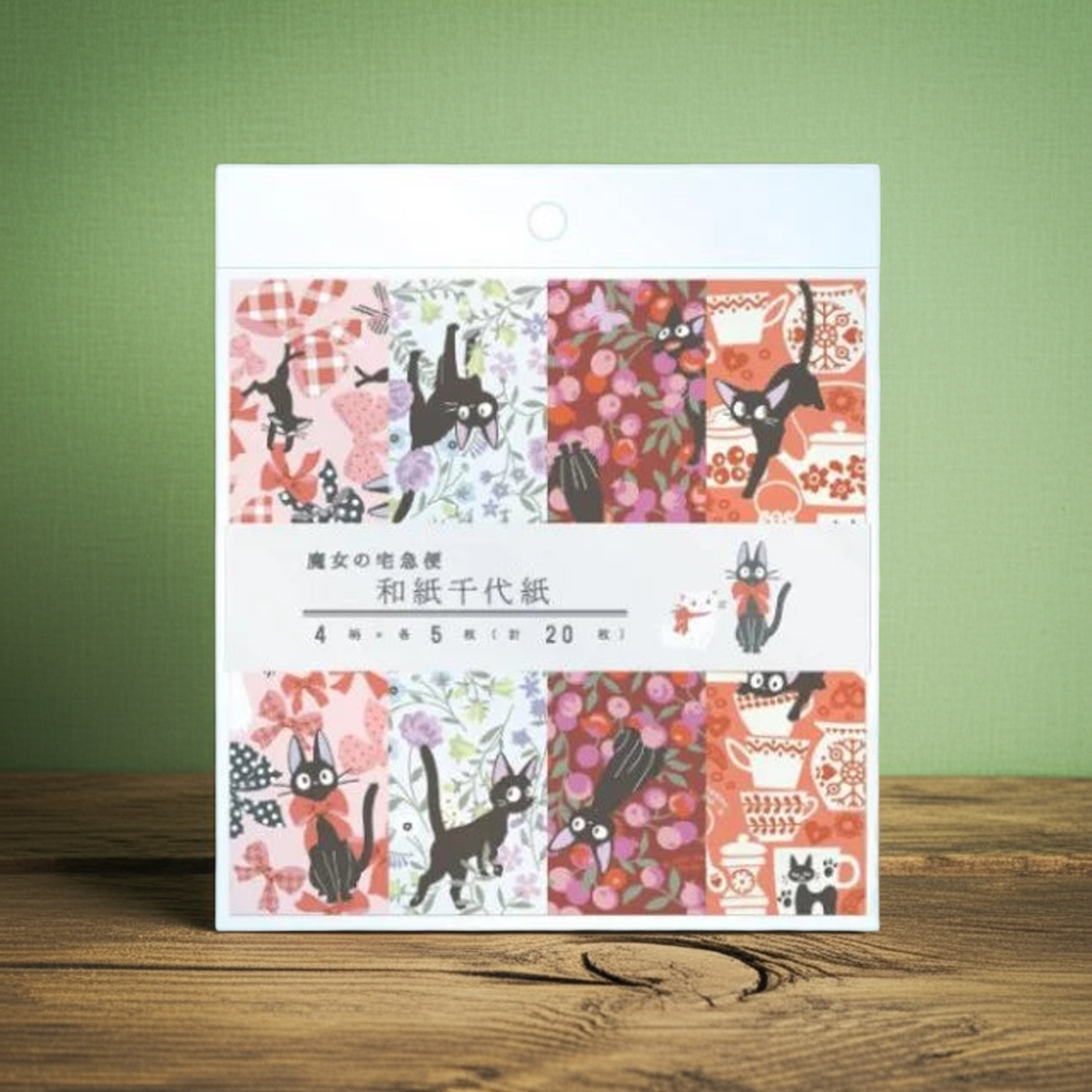 Chiyogami (Origami) Papier Jiji und Blumen - Kiki’s Lieferservice