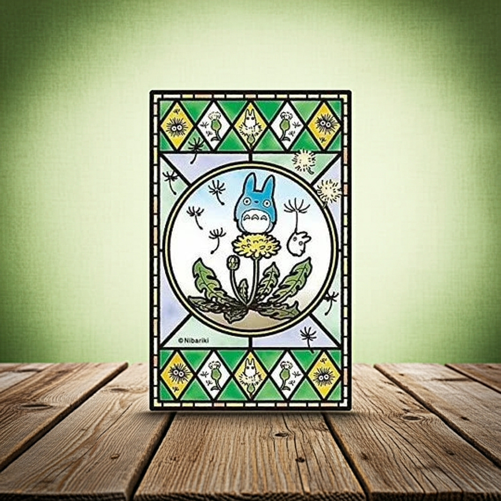 Puzzle Buntglas-Optik 126 Teile - Blühender Löwenzahn – Mein Nachbar Totoro